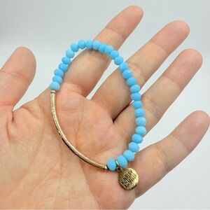 KINSLEY ARMELLE BABY BLUE BRACELET Glass 18k Gold Plating Beaded Bracelet